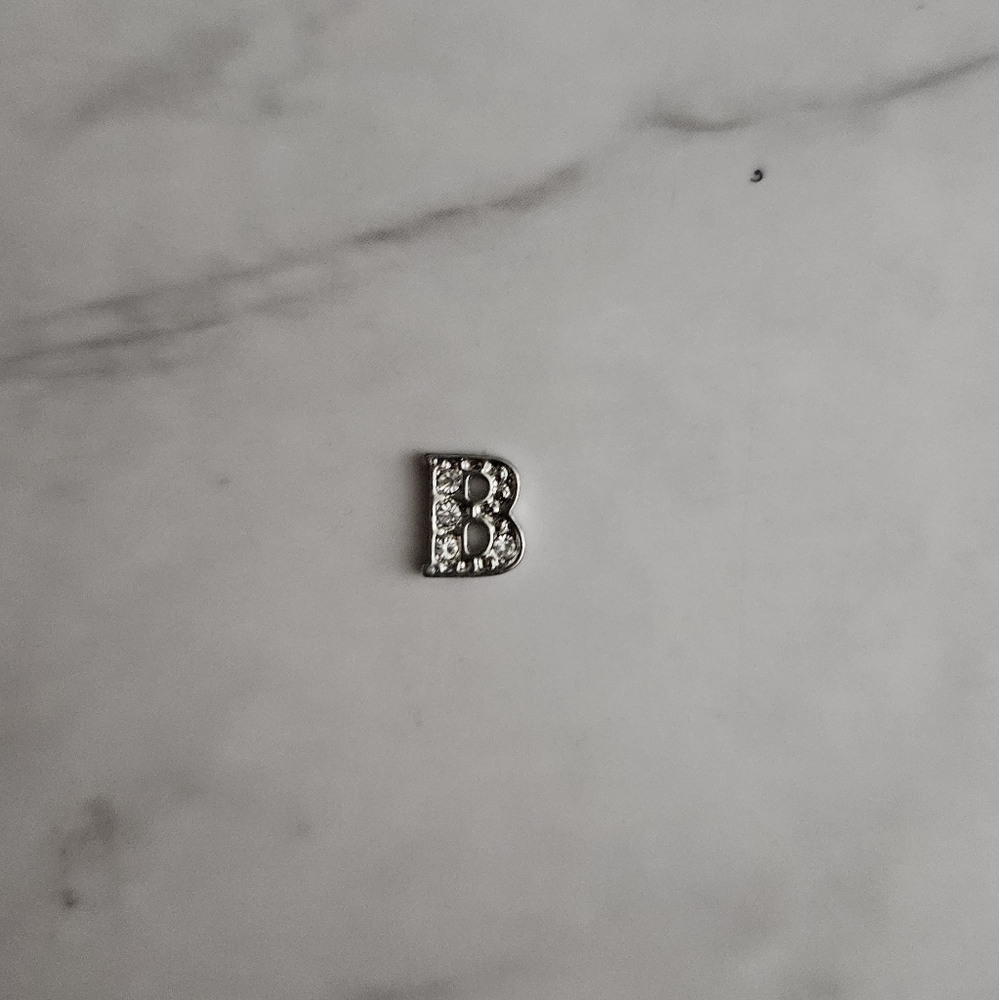 (3/$15) Origami Owl Silver Rhinestone Mini Letter B Locket Charm Necklace Charm